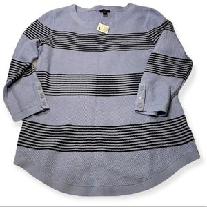 NWT TALBOTS PERIWINKLE BLUE STRIPED SWEATER WOMENS SMALL SOFT GORGEOUS SWEATER